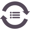 Menu sync icon showing a list inside of syncing arrows